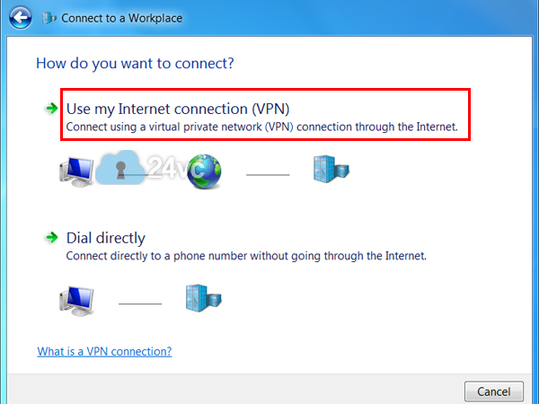 Select Use my Internet connection (VPN)