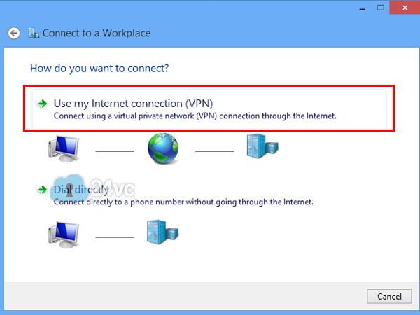 Select Use my Internet connection (VPN).