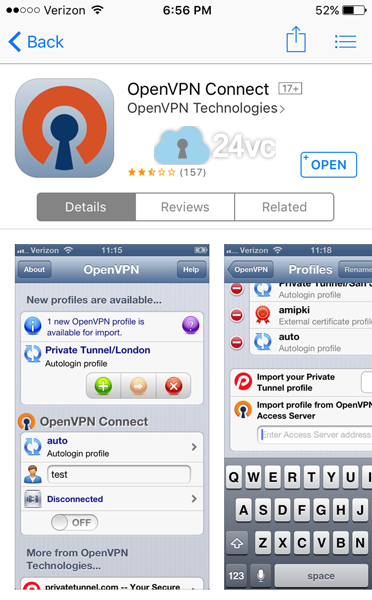 Go to download OpenVPN Connect from the App Store. 