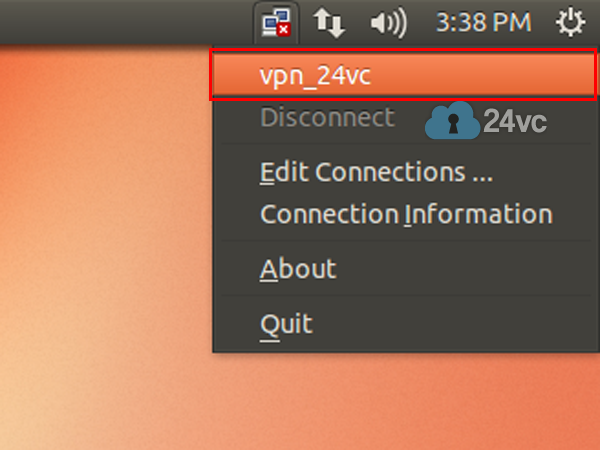 Click on Network Manager and click on vpn_24vc to connect