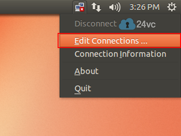 Click on the Network icon and click Edit Connections. 