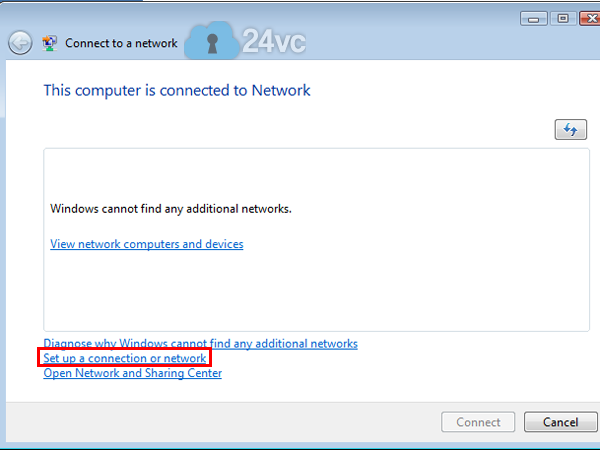 Click Setup a connection or network.