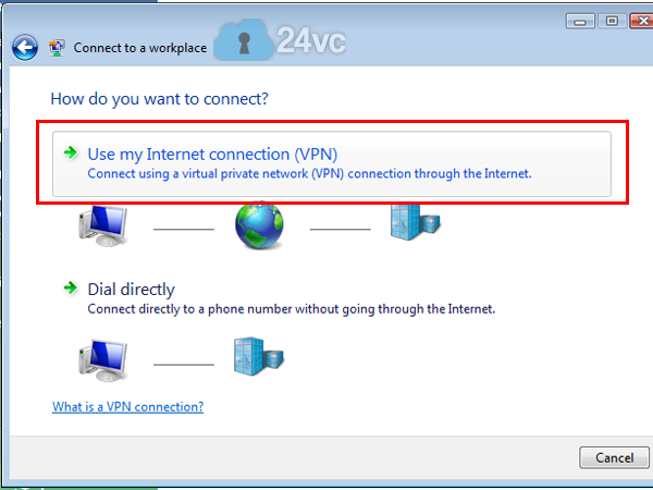 Select Use my Internet connection (VPN).