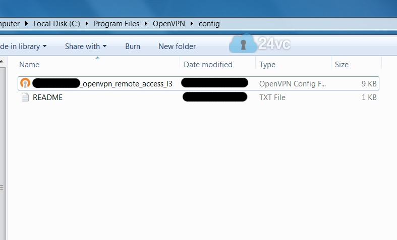 Then simply drag the provided .ovpn configuration file into this folder 