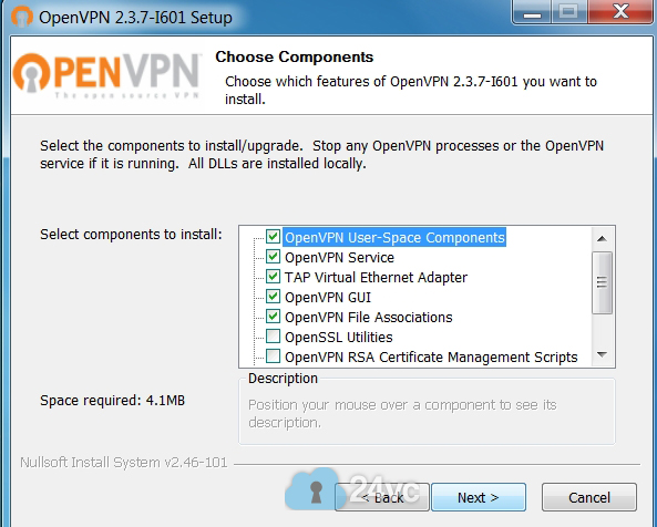 On Choose Components screen, can leave everything default and click Next. 