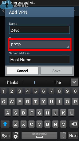 24vc for Name. Enter the Host Name we provided you in the activation email as the Server Address.  