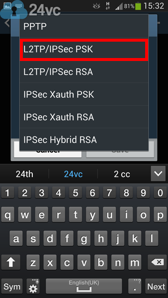 Select L2TP/IPSeC PSK for Type. Check Show advanced options.