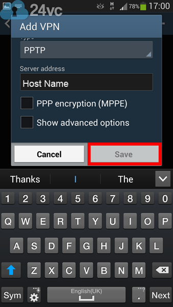 Uncheck PPP encryption (MPPE) then click Save.