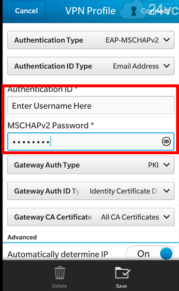 For Authentication ID enter your username, and for MSCHAPv2 Password enter your password. 