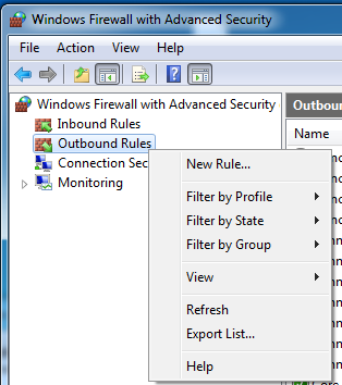 Now simply repeat steps 4 and 5 for Outbound Rules. 