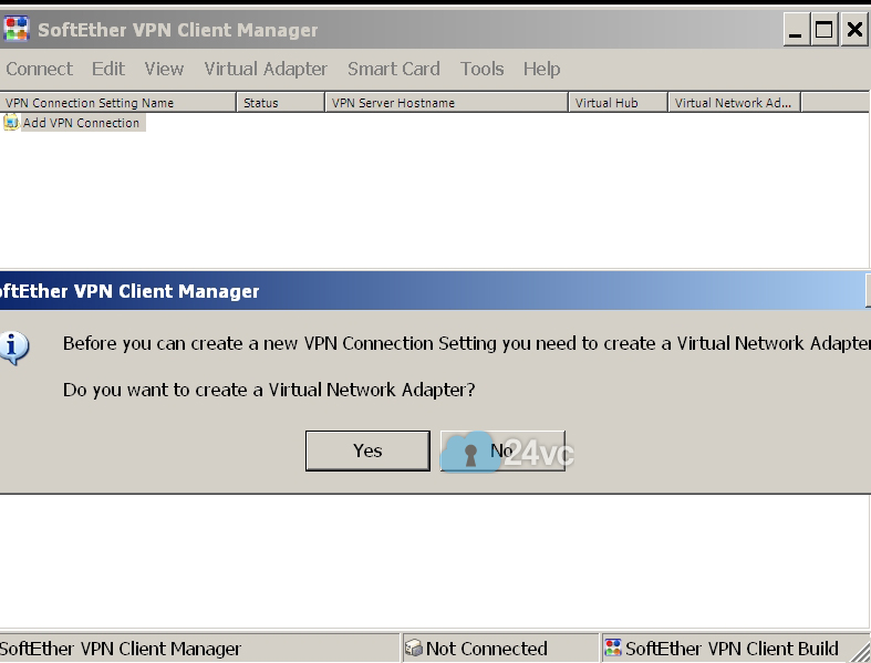 Start the Client Manager and click Add VPN Connection and click Yes.