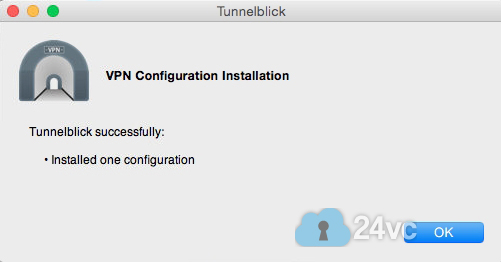 Now double click on the .ovpn configuration file provided by 24vc
