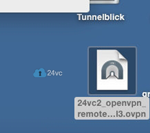 Now double click on the .ovpn configuration file provided by 24vc
